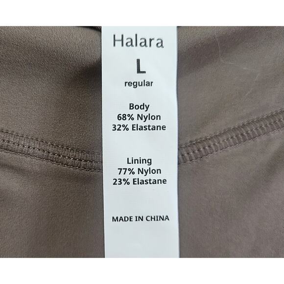 HALARA Women's L Flex Leggings Pants Taupe Beige Slight Flare High Waist NEW NWT - Picture 3 of 6